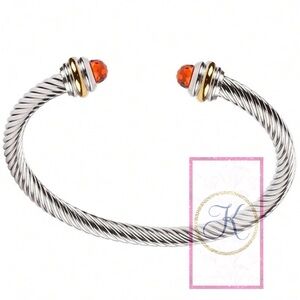 Madeira Citrine Cable Bangle Bracelet, Twisted Cable Bangle